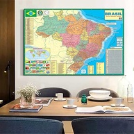 Kit 2 Mapas Gigantes 120x90cm: Brasil Político + Mapa Mundi Político Atualizado - imagem 3