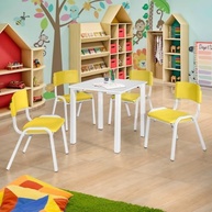 Conjunto Mesa e 4 Cadeiras Infantil Amarela - Ideal para Estudo e Brincadeiras - imagem 2