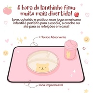 Jogo Americano Infantil Bebê Impermeável 70x50cm Rosa - Proteção Divertida nas Refeições - imagem 5