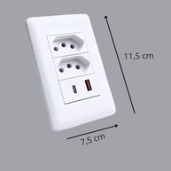Tomada Dupla com Carregador USB-A e USB-C Integrado - Moderna e Prática para Sua Casa - imagem 3