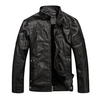 WULFUL Jaqueta masculina vintage de couro com gola alta, jaqueta e casaco de poliuretano para motociclista - imagem 2