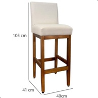 Kit 2 Banquetas de Madeira Maciça com Encosto Estofado em Tecido Linho - Ideal para Cozinha e Ilha Americana - imagem 4