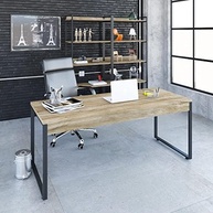Mesa Diretor Kuadra 180x70cm - Design Industrial com Estrutura Preta e Tampo Amadeirado - imagem 3