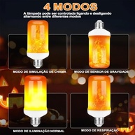 Kit 6 Lâmpadas LED Efeito Chama E27 3W 1400K - 4 Modos para Decoração Incrível - imagem 5