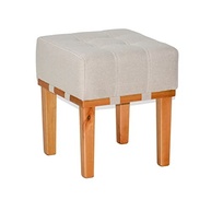 Puff Quadrado em Madeira Maciça 45cm - Apolo | Assento Confortável em Linho Bege - imagem 4