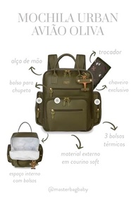 Mochila Maternidade Térmica Urban - Masterbag Baby - Avião Oliva - imagem 5