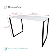 Mesa Escrivaninha Gamer Estilo Industrial 100x60cm MDF Premium Branco e Aço Carbono – Design Moderno para Jogos e Trabalho - imagem 3
