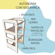 Torre de Aprendizagem Montessori com Acessórios - Branca com Mesa Sensorial, Mesa de Giz e Bandeja - imagem 5