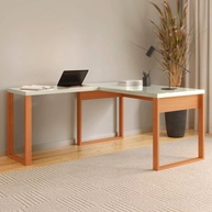 Mesa de Escritório de Canto 135x158cm em MDF Off White com Freijó - Design Moderno e Funcional - imagem 1