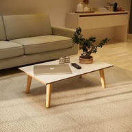 Mesa de Centro Moderna 80x42cm com Tampo em MDF e Pés em Madeira Maciça - Design Elegante e Versátil para Salas Atuais - imagem 5
