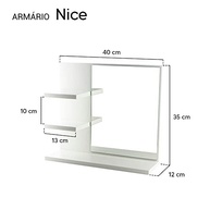 Armário de Banheiro com Espelho Nice Branco 40cm | 3 Prateleiras Modernas e Design Sofisticado - imagem 3