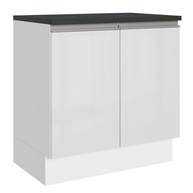 Balcão Madesa Acordes 80cm com 2 Portas - Design Moderno em MDF Branco Brilhante - imagem 1