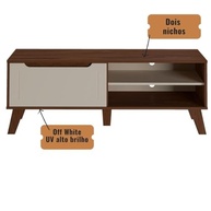 Rack para TV até 60" com Porta Basculante Lotus - Design Amêndoa e Off White | Moderno e Funcional - imagem 5