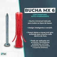 Kit Bucha MX 6 SFOR com Parafuso Phillips 4,2x38mm - Fixação Universal e Segura (200 Peças) - imagem 4