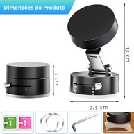 Suporte Magnético 360° Dobrável: Fixação a Vácuo e Ímã para Celular no Carro, Academia e Mais! - imagem 4