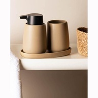 Conjunto 3 Peças para Banheiro de Cerâmica Oca Bege - Wolff | Design Moderno e Funcionalidade - imagem 2