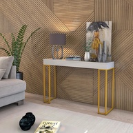 Aparador Planalto 90cm com Pés Dourados - Design Moderno Off-White para Ambientes Elegantes - imagem 1