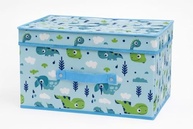 Caixa Organizadora Infantil com Tampa Estampa Dinossauros Azul - Dobrável para Brinquedos - imagem 2