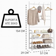 Sapateira Organizadora com Cabideiro e 4 Prateleiras | Arara Multiuso Vertical para Roupas, Bolsas e Sapatos - imagem 4