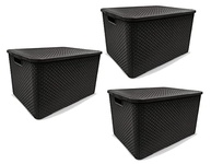 Kit 3 Caixas Organizadoras Rattan com Tampa 20L - Design Elegante e Prático - imagem 2