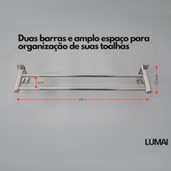 Toalheiro Duplo de Aço Inox com Ganchos LUMAI - Organize seu Banheiro com Estilo - imagem 4