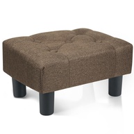 Poofzy Banqueta para os Pés Pequena - Otmoma de Linho com Pernas, Descanso de Pé Retangular para Sofá, Apoio para Pés e Pufes Pequeno para Sala de Estar e Entrada (Bege) - imagem 1