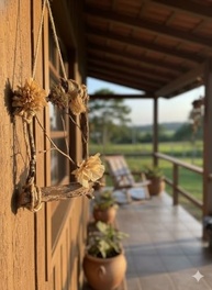 Decoração Rústica Artesanal em Madeira, Sisal e Palha de Milho - Estilo Boho Único - imagem 3