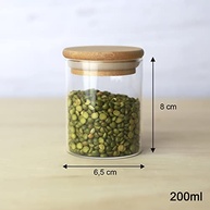 Kit 6 Potes de Vidro 200ml com Tampa de Bambu - Sistema Hermético para Organização da Cozinha - imagem 4