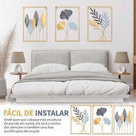Quadros Decorativos para Sala - Conjunto de 3 Murais Coloridos em Metal Dourado com Design Geométrico Abstrato - imagem 5