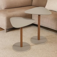 Kit Mesas Laterais Triangulares em MDF Cinza - Design Orgânico Moderno para Sala e Escritório - imagem 2
