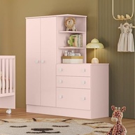 Guarda-Roupa com Cômoda Doce Sonho Rosa - Design Encantador para Quarto Infantil - imagem 2