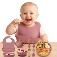 Kit Introdução Alimentar Bebê 8 Peças em Silicone Premium com Talheres de Madeira e Canudo - imagem 2