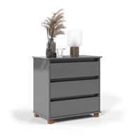 Mini Cômoda 3 Gavetas com Pés em Madeira - Organize Seu Espaço com Estilo (Cinza) - imagem 2