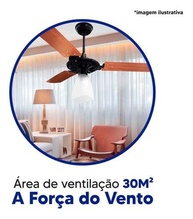 Ventilador de Mesa Yris 127V Branco/Mogno - Design Moderno e Potência Eficiente - imagem 3