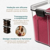 Conjunto 5 Potes Herméticos Organizadores de Alimentos - BPA Free, Empilháveis, para Cozinha e Armazenamento - imagem 5