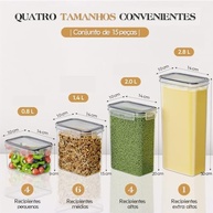 Kit 15 Potes Herméticos com Tampa - Organize sua Cozinha com Estilo e Praticidade - imagem 4