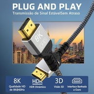 Cabo HDMI 2.1 8K Ultra Rápido 48Gbps 2m: Imagem e Som de Cinema em Casa | PS5, Xbox Series X, Apple TV 4K - imagem 3