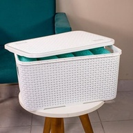 Cesto Organizador Rattan Branco M - Design Elegante e Prático para Casa - imagem 3