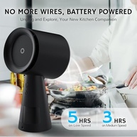 AIRTHEREAL Exaustor Portátil Recarregável 3 Velocidades com Coletor de Óleo - RH180B Preto - imagem 4