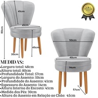 Poltrona Recepção Veludo Cinza MOBLAN - Assento Confortável e Design Moderno - imagem 4