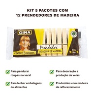 Prendedores de Madeira Gina para Roupas e Tecidos - 60 Unidades | Sustentáveis, Resistentes e Multiuso - imagem 2