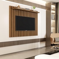 Painel Ripado para TV até 50" Lily com Prateleira - Design Moderno para Sala de Estar (Freijó) - imagem 3