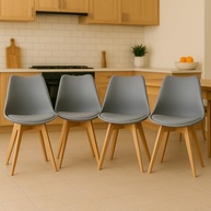 Kit 4 Cadeiras Saarinen Leda Design - Base Madeira Cinzas | Conforto e Estilo para sua Sala de Jantar - imagem 2