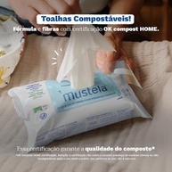 Mustela Toalhas Umedecidas Compostáveis Sem Perfume 60 Unidades - 99% Ingredientes Naturais para Bebês e Crianças - imagem 4