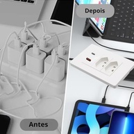 Tomada Dupla com Carregador USB-A e USB-C Integrado - Moderna e Prática para Sua Casa - imagem 2