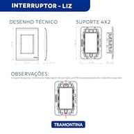 Tramontina Conjunto 4x2 Variador de Ventilador Bivolt Liz Branco - Controle Total de Velocidade - imagem 3