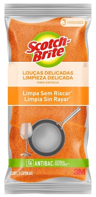 Scotch-Brite 3M Esponja para Louças Delicadas - 3 Unidades Laranja | Limpeza sem Arranhões - imagem 1