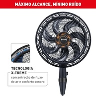 Ventilador de Coluna Arno X-TREME 7 Cinza 40cm VE72 – 150W, 7 Pás, 3 Velocidades, Oscilação 80°, Altura Ajustável - imagem 5