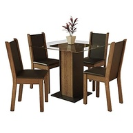 Conjunto de Jantar Aline Madesa - Mesa com Tampo de Vidro e 4 Cadeiras Rustic/Preto - imagem 4
