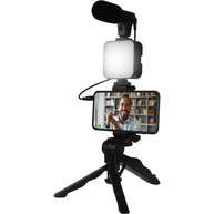 Kit Vlogging Profissional Completo: Tripé, Luz LED e Microfone para Celular - imagem 1